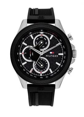 Tommy Hilfiger 1792082 Clark Chronograph Black Dial Black Rubber Strap Men Watch